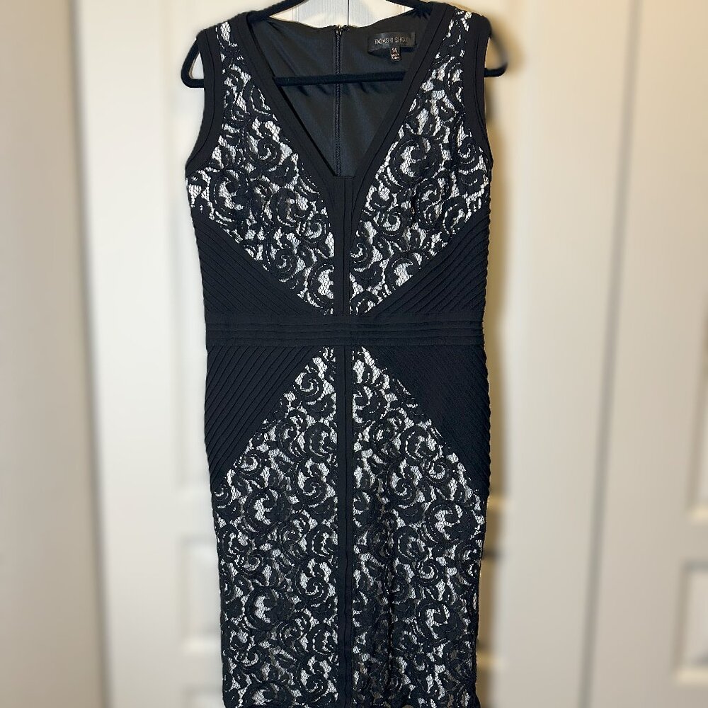 TADASHI SHOJI Women's Sleeveless Black Lace Cocktail Dress Size 14
